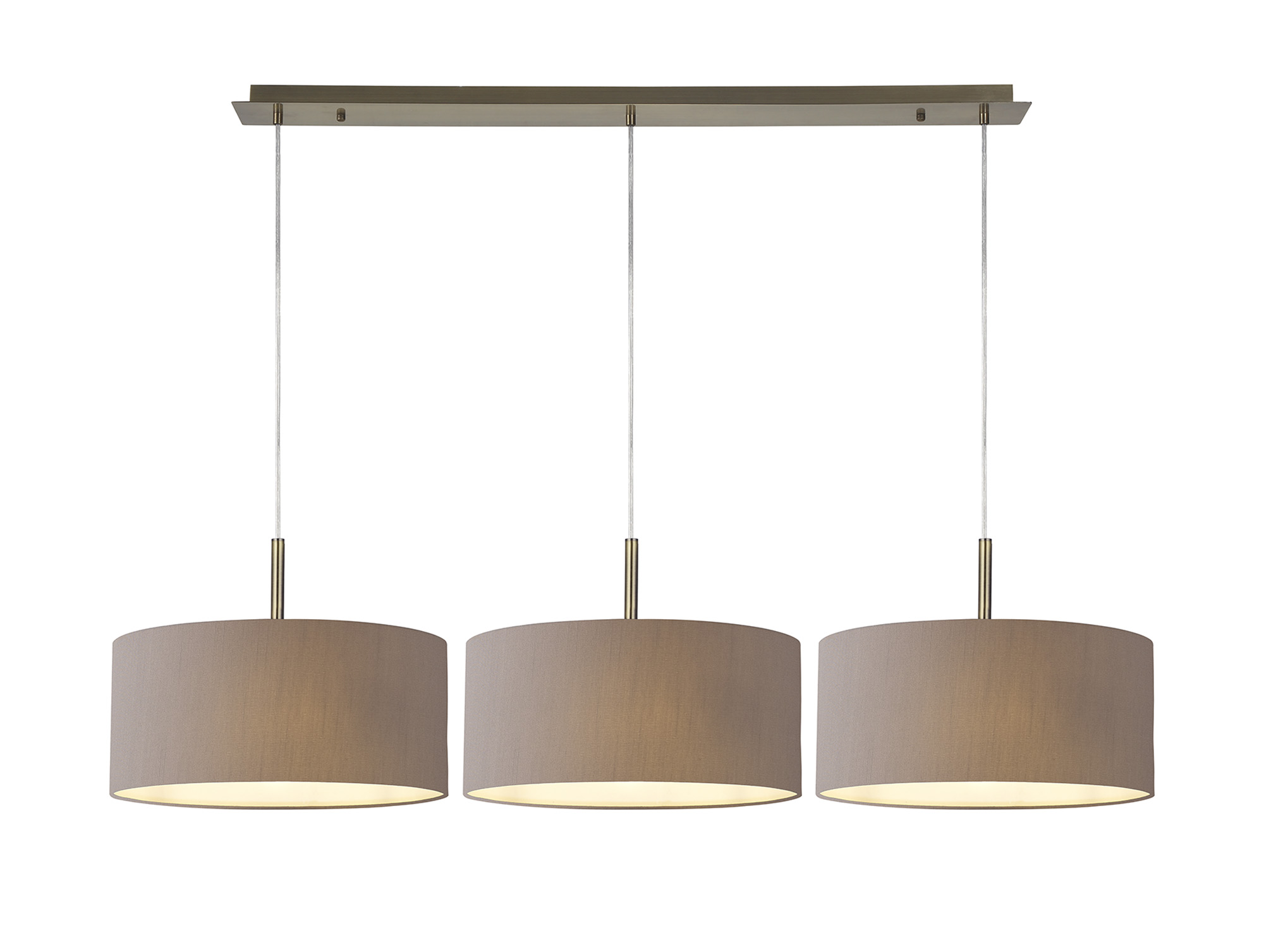 DK0584  Baymont 40cm Shade 3 Light Pendant Antique Brass, Grey